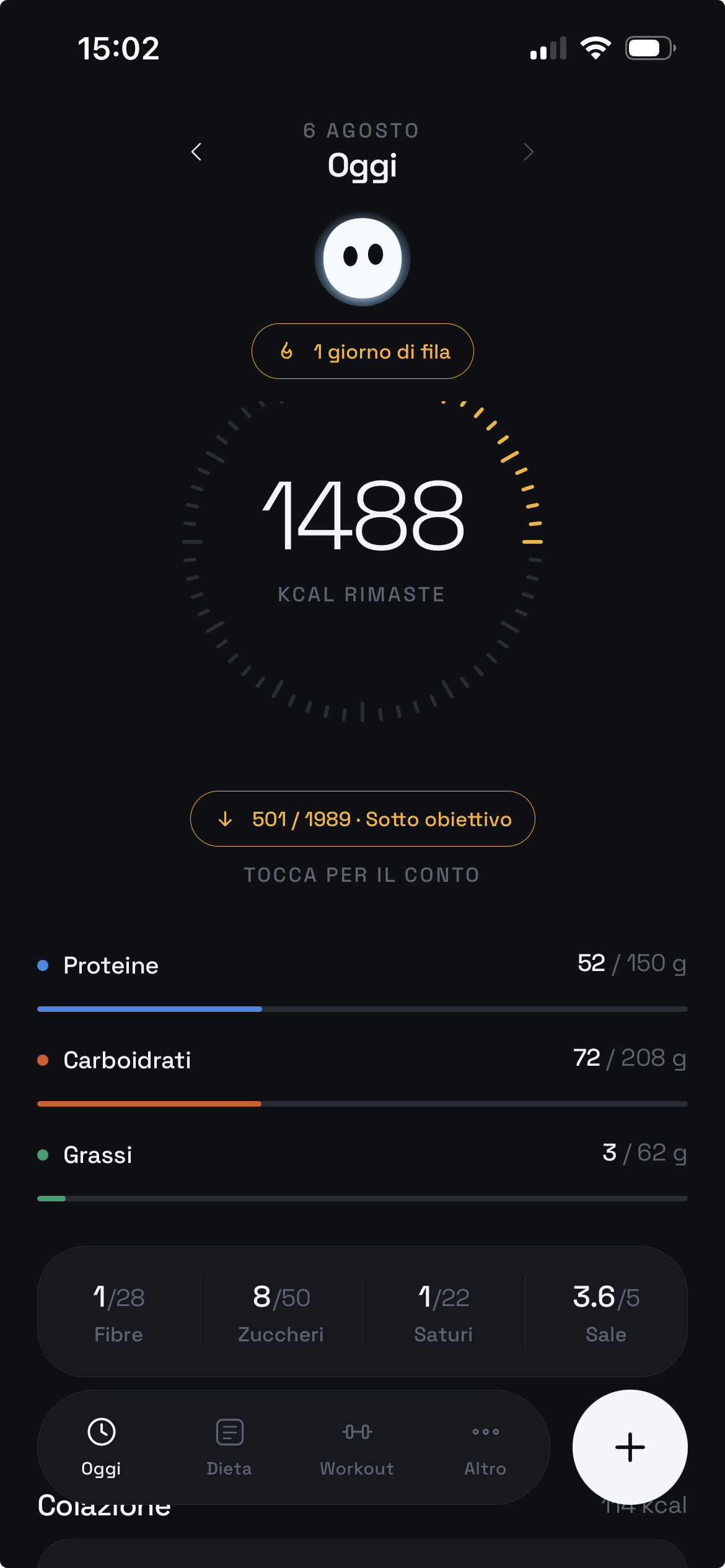 Schermata Oggi dell'app Blobo